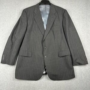 Yorkshire Square Suit Jacket Mens 48L Gray Pinstripe 2 Button Sport Coat Blazer